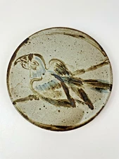 Robinson Studio Art Pottery Stone Trivet Hot Plate with Bird Design 9.5"