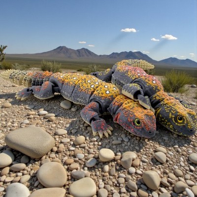 3D Printed Uromastyx   Autumn Exotic Morph with Realistic Glass Eyes (9.5 Inches