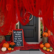 400"x85" Large Halloween Creepy Cloth, Spooky Gauze Party 400" x 85", Red