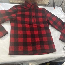 North Face Sweater Mens Red Black Buffalo Check Plaid Sweatshirt Outdoors L Hang