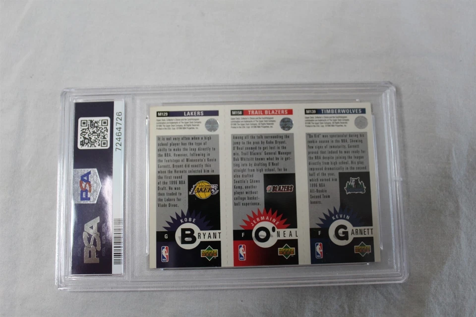 1996 Collectors Choice K. Bryant / K. Garnett / J. O'Neal Mini II PSA NM-MT 8 - Image 4 of 4
