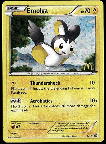 Emolga 006/012 McDonald's Promos 2012 Pokemon Moderately Played