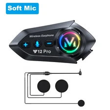 1PCS Y12 Pro Motorcycle Helmet Bluetooth Intercom Voice Assistant Music IP56