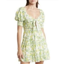 Alice + Olivia Kristie Puff Sleeve Floral Cottagecore Cocktail Mini Dress Size 8