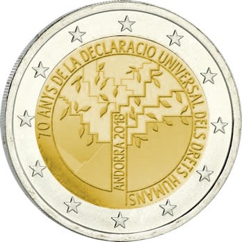 Andorre 2 EUROS COMMÉMO. 2018 - 70 ans de la Déclaration des Droits de l'Homme
