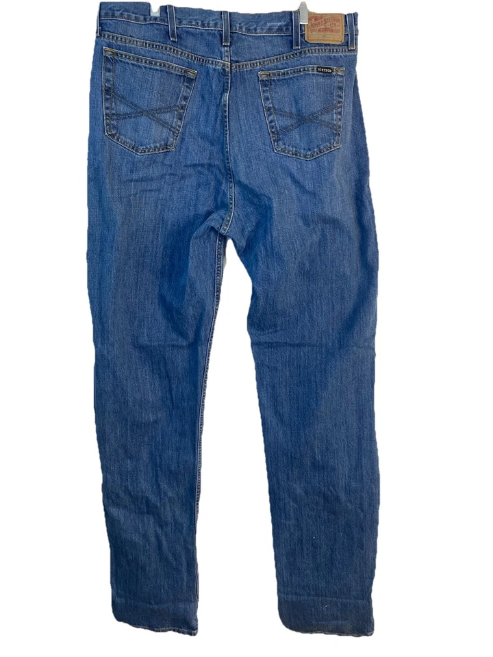 John B Stetson 1520  Jeans Mens 40x40 Blue Standard Straight Leg Western - Image 2 of 4