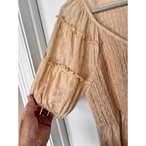 Blusa Babydoll para mujer American Eagle manga abullonada beige talla pequeña - Imagen 4 de 10