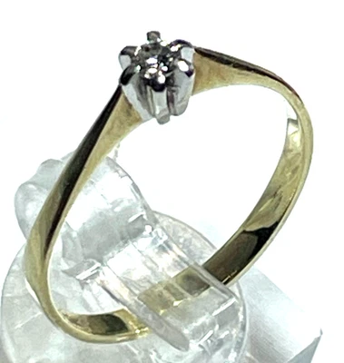 585 Gold 14 K Ring Solitär Brillant 0,1 ct. Juwelier Qualität RG 55 Verlobung - Bild 1 von 4