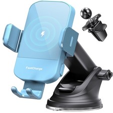 CHGeek 15W Fast Charging Auto Clamping Car Charger Phone Mount 4, Cyan
