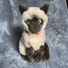 Toys R Us FAO Schwarz Siamese Cat Plush 11" Blue Eyes Red Fish Collar 2015