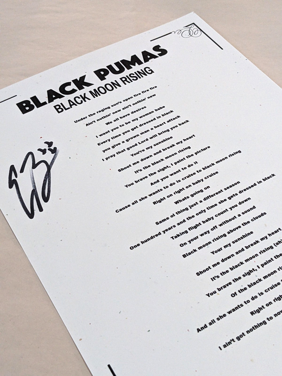 BLACK PUMAS Eric Burton SIGNED 8.5x11