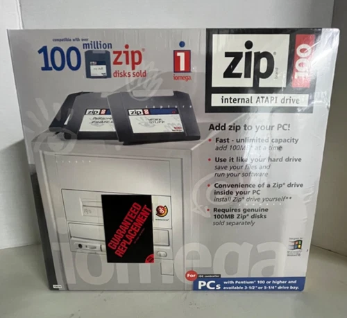 Iomega Zip 100 ATAPI IDE Internal Drive SuperFloppy Disks SCSI Cable Set Boxed