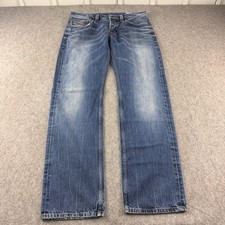 Diesel Jeans Mens W33 L32 Blue Straight Denim Regular Fit Button Fly 008M2
