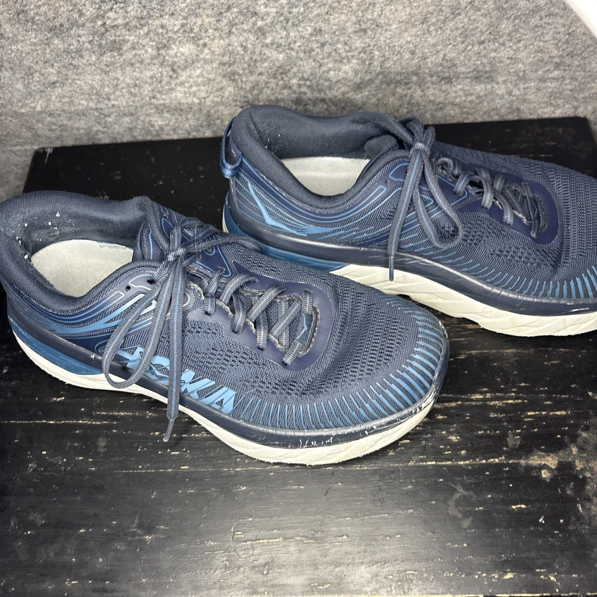 Hoka One One Bondi 7 Wide Running Shoes Black and Blue Size 13 2E Men main image 2