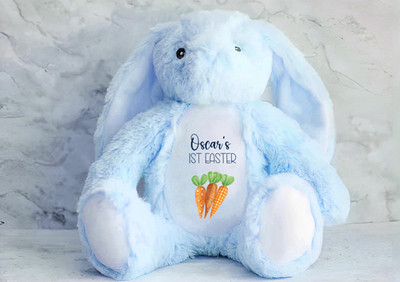 Personalisiertes 1. Ostern Teddy Andenken Geschenk, Hase personalisiertes Geschenk blau
