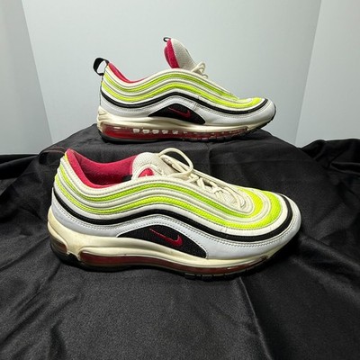 Nike Air Max 97 White Rush Pink Black Volt Green Sneakers CI9871-100 Size 9.5