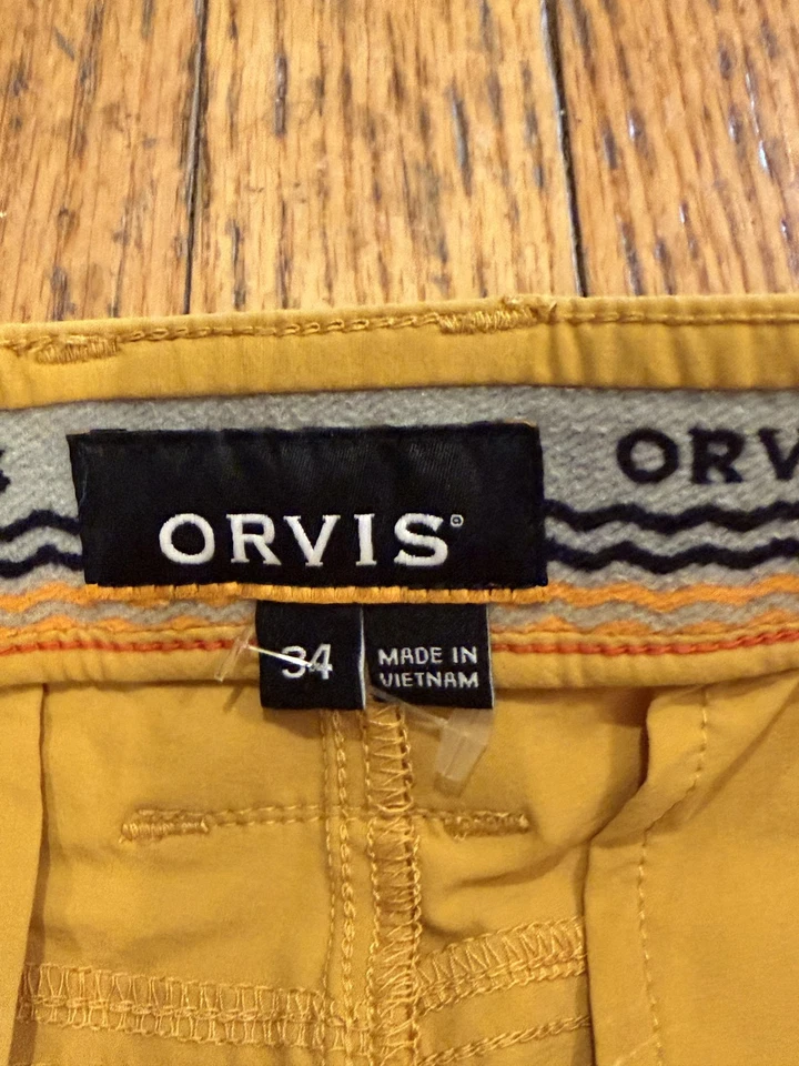Orvis Shorts Mens 34 Yellow UPF 50 Quick Dry Hiking Fishing Outdoor Stretch - Image 4 of 4