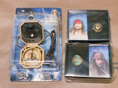 Pirates of the Caribbean Jack Sparrow Compass Ring Keychain Set Used