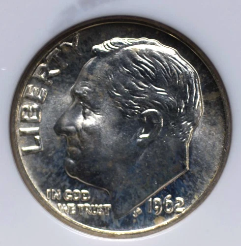1962 D ROOSEVELT DIME NGC MS 67 SMOOTH AND BRIGHT CHROMEY SILVER LUSTER OVER