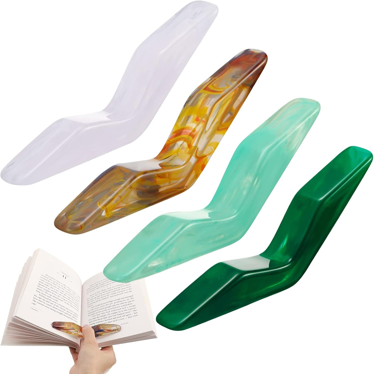 4 Pcs Thumb Book Page Holder for Reading Resin Book Opener Holder