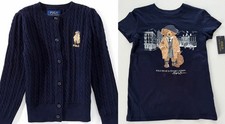 NWT, GIRLS Ralph Lauren SET of 2. Polo Bear Cardigan T-Shirt. M 8-10 . Eu 140
