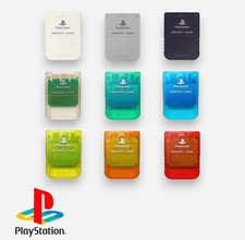 GRADE A 1 X Official Sony PlayStation PS1 Memory Card x 1 Grey Blue Red etc.