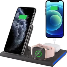 3 In 1 Wireless Charger Station Fast Charging Dock Apple Watch Air Pods iPhone