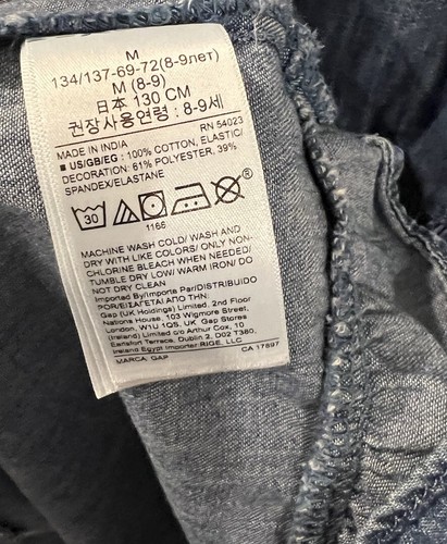 GAP Kids Denim Dress, Girls M, UK 8-9 Years, Cotton, Short Sleeves, Medium Wash - Picture 6 of 7