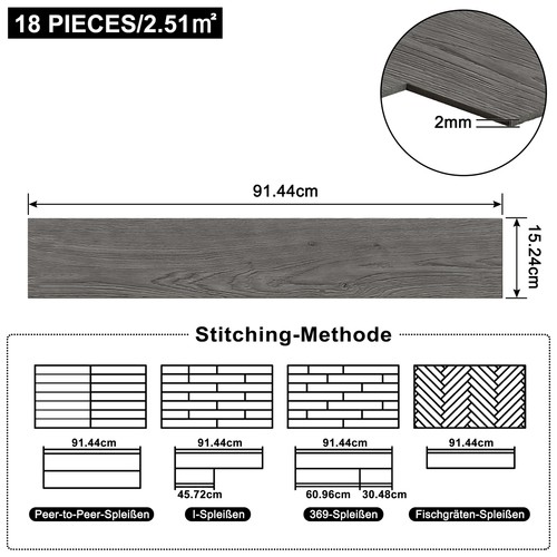 PVC Bodenbelag Vinylboden Vinyl Fliesen Laminat Fußboden Selbstklebend 2,5m² 5m² - Bild 3 von 17