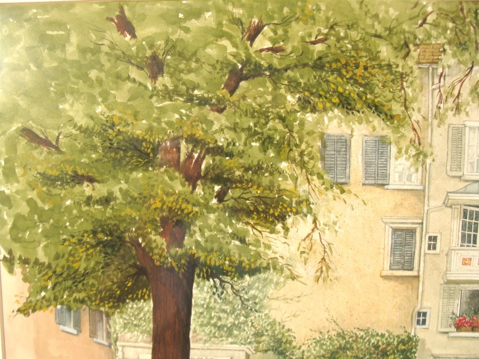 Paisaje urbano patio arquitectónico Jack Appleton 1970 con pintura Foto 4 de 4