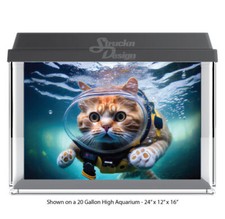 Snorkeling Orange Cat Polyester Fish Tank Glass Backdrop Aquarium Background