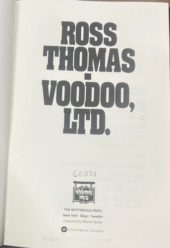 VOODOO, LTD. By Ross Thomas - Hardcover First Edition, October 1992 **Very Good* - Picture 3 of 4