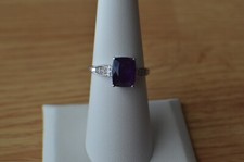 2.49ct Amethyst / Zircon Ring Rhodium over Sterling Silver Size 7