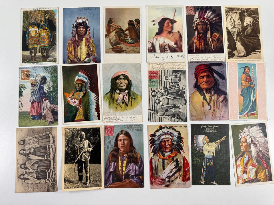 vtg Lot (x200) Native American Indian Postcard Collection WOW chief photos - Image 3 of 4