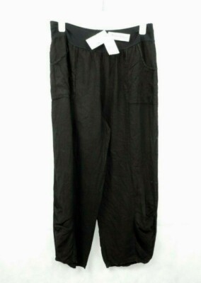 paprika puro lino pure lin black trouser size 18 uk 46 EU rrp £38 CR191 GG 05