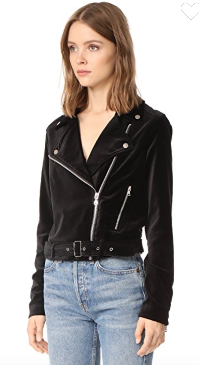 PAIGE Shanna Velvet Moto Jacket, Black 
