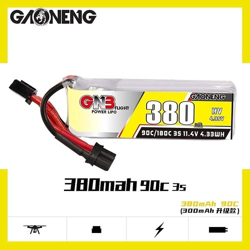 2PCS GNB LiPo Battery 3S 380mAh 11.4V HV LiHV 90c 180c Horizon eflite Cabled - Picture 1 of 5