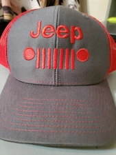 Jeep Patch on Richardson 112 Trucker Hat Mesh Snapback Red/Charcoal Gray 