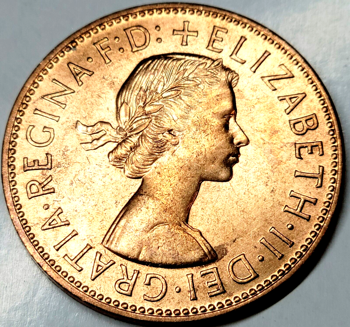 Great Britain 1963 ONE PENNY COIN QUEEN ELIZABETH II BEAUTIFUL