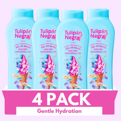 Tulipan Negro Shower Gel Unicorn Marshmallow Scent, 21.9 fl oz (4-Pack)