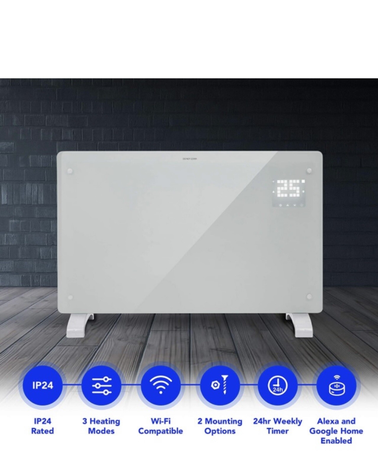 Devola Wifi Enabled Smart Electric Glass Panel Heater 2000W Alexa | eBay