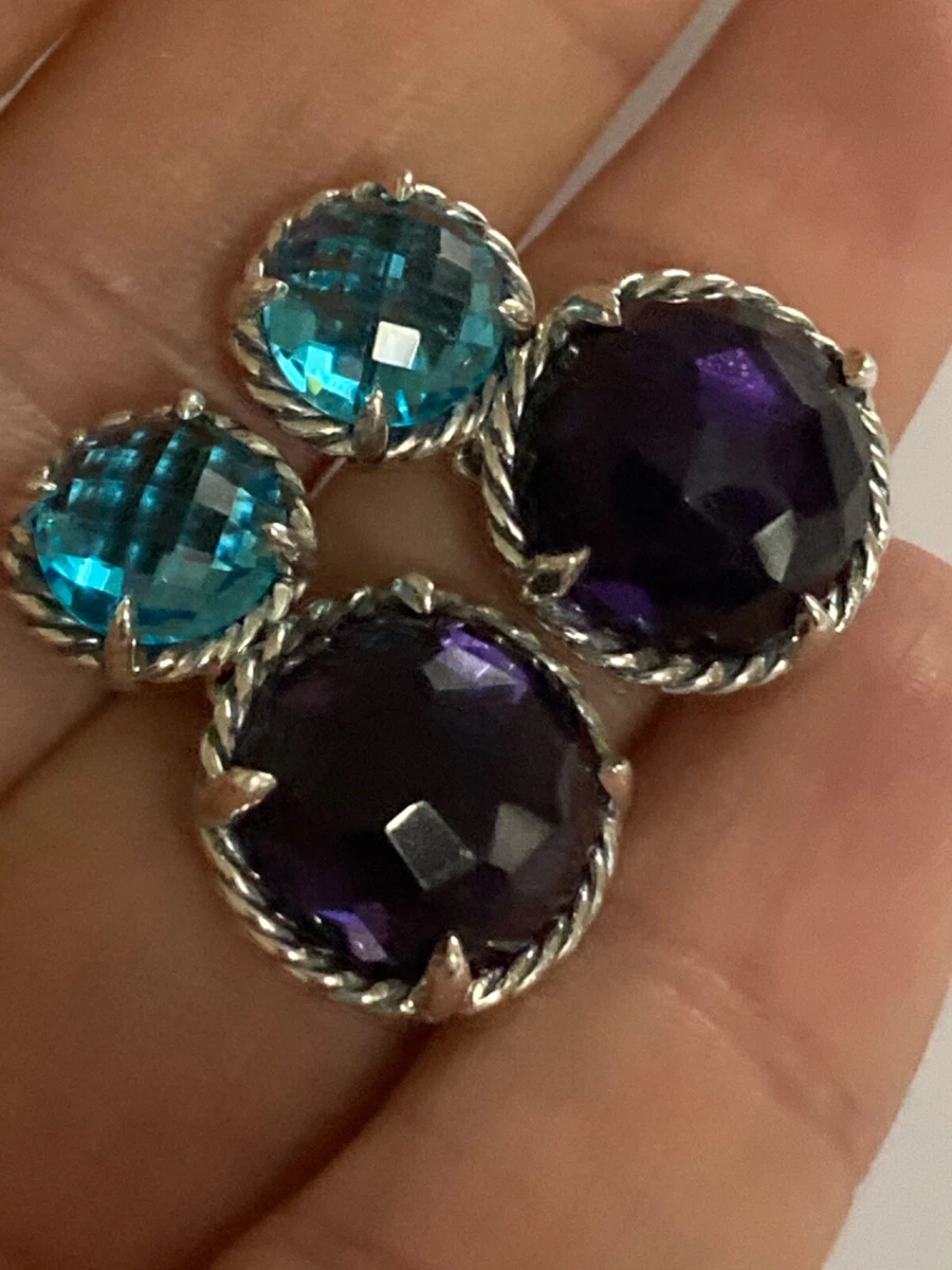 David Yurman Chatelaine Double Drop Earrings with Black Orchid and
