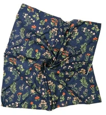 Shanlin Unisex Cotton Square Scarf Bandanas 22"x22" Floral_NavyBlue