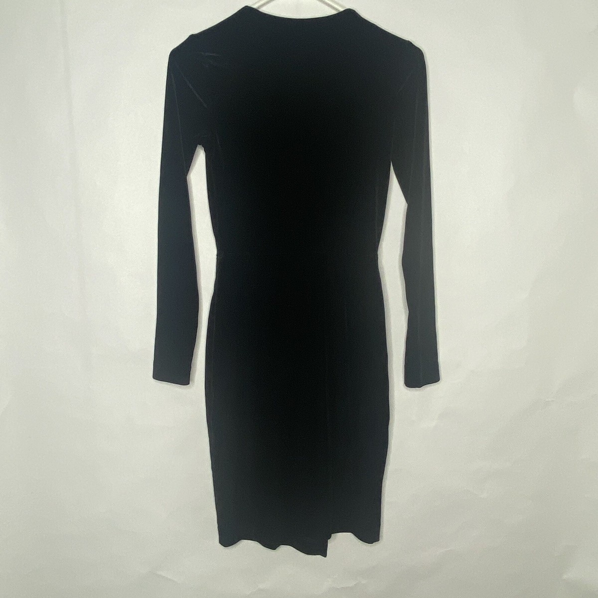 h&m black velvet wrap dress NWOT H&M Divided SZ 12 Black Velvet Floral long sleeve dress with tie belt