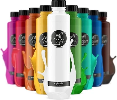 CRAFT COLORS® Acrylfarbe Malfarbe - Set (10 x 750ml) | Acryl Farben Künstlerfarbe
