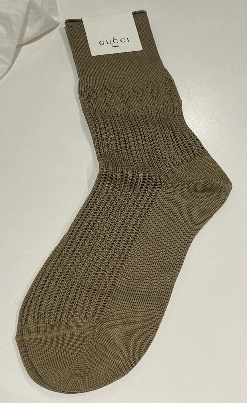Chaussettes unisexes hommes Gucci beige 100 % coton authentiques neuves avec étiquettes
