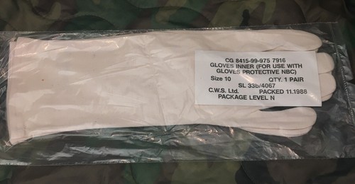 Armee NBC Cbrn Suit Innere Weiße Handschuhe Größe 10 Parade Bohrer Falkland Gulf - Picture 1 of 10