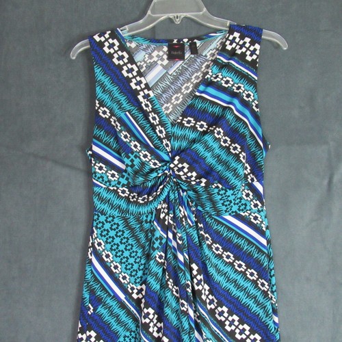 Rafaella Dress Womens Small Blue Geometric Sleeveless Maxi Resort Beachy Sexy - Picture 3 of 11