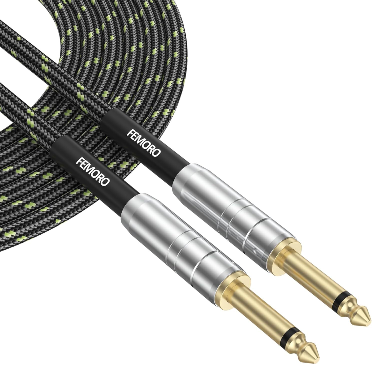 FEMORO Instrument Cable 10 Ft, Electric Guitar Cable 22AWG AMP Cord, 1/4 Inch Au