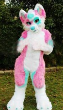 Christmas Fursuit Long Haired Lion Mascot Party Costume Walking Halloween Set